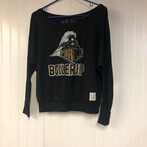 Retro Brand Black Purdue Boilermakers Long Sleeve Boatneck NCAA Medium